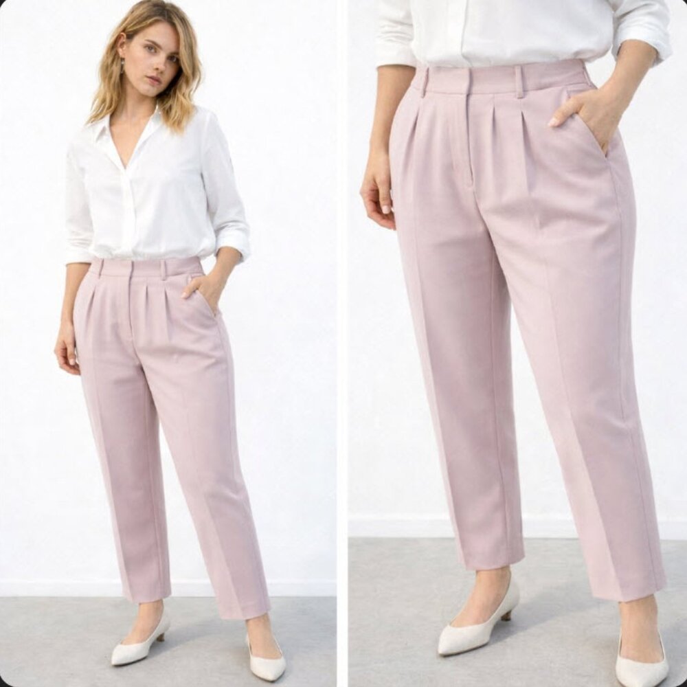 Wilfred Effortless Blush Pink Ankle Trousers High Rise Tailored Dress Pants 10
